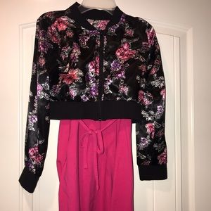 Girls pink dress with matching floral jacket